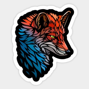 Tribal Fox Red Blue Sticker